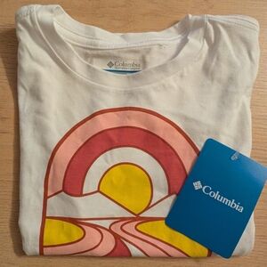 Youth Small Columbia White Tee with Sunset Graphic NWT